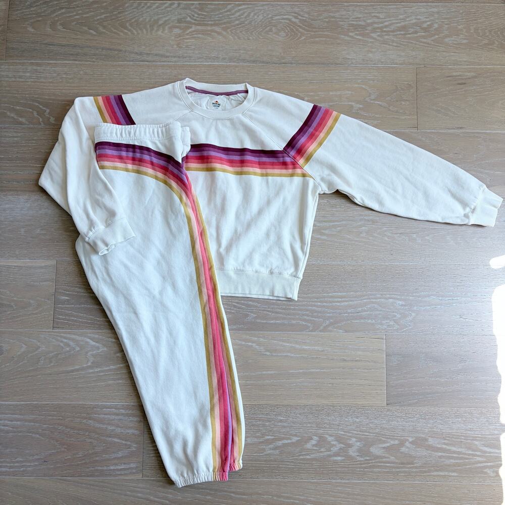 Marine Layer Cloud 9 Fleece Anytime Sweatshirt & Sweatpants Outfit Antique White